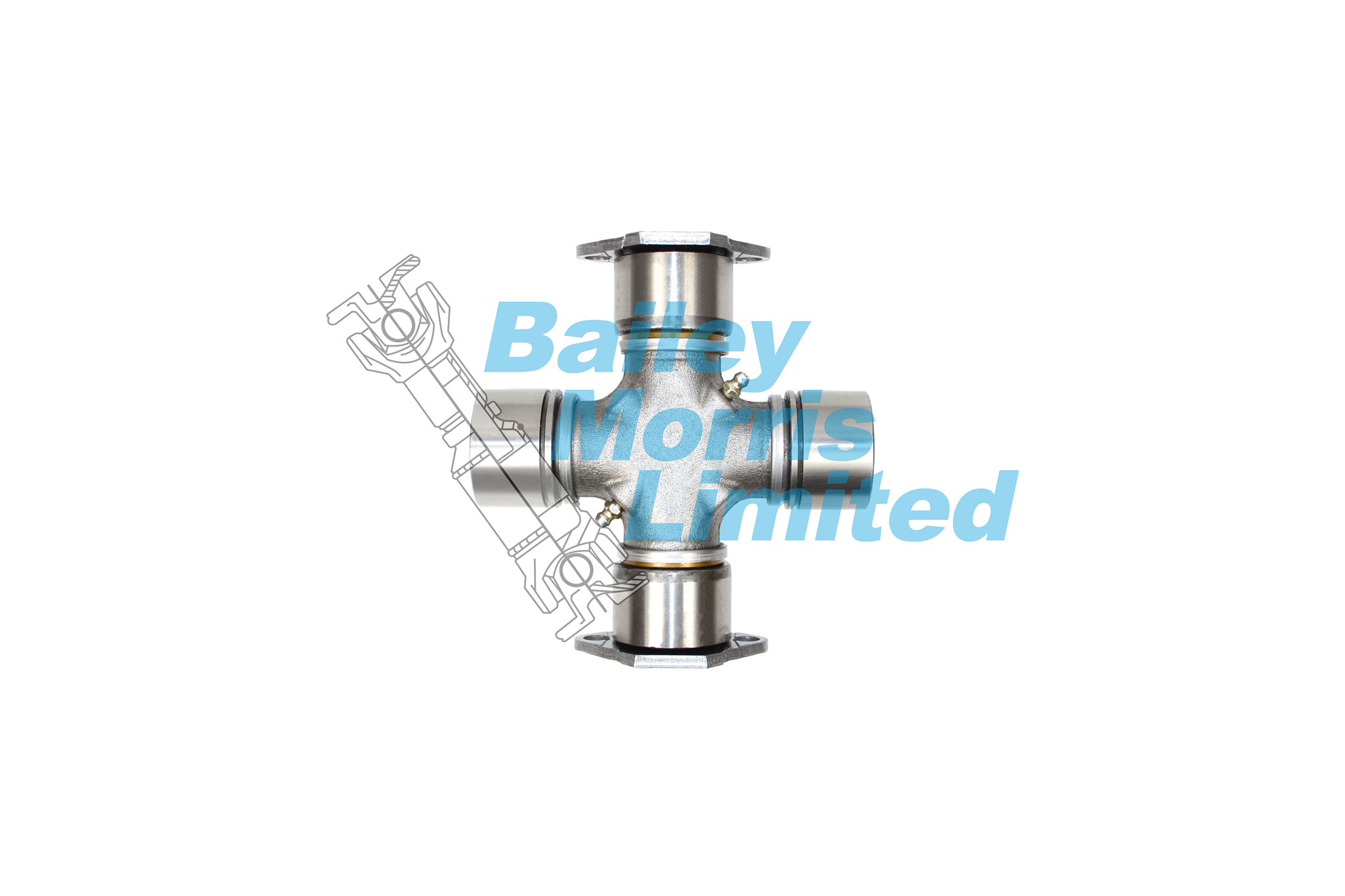 Bailey Universal Joint Assemblies (Standard Series), Standard U Joint with  1 inch x 1 inch Inner Diameter - Universal Joint with Relubricable Bearings